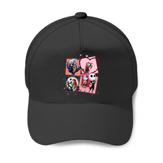 Jack and Sally Happy Valentine's Day Baseball Caps, Disney Valentines Baseball Caps