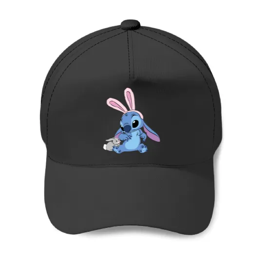 Disney Stitch with Easter Bunny Easter Eggs Happy Easter Unisex Baseball Caps