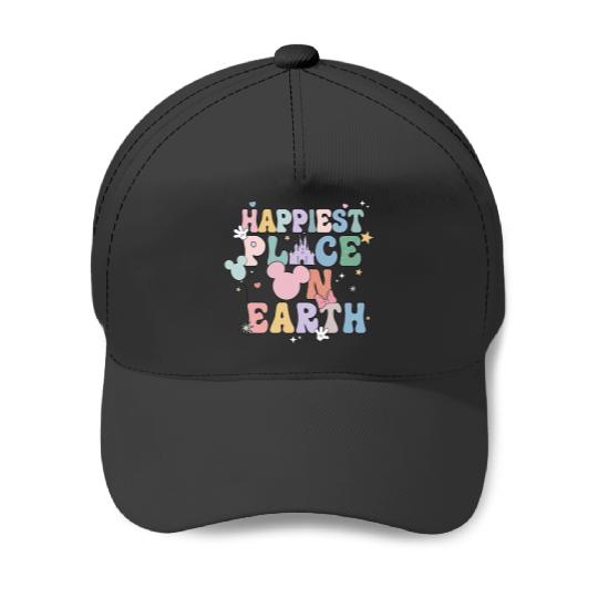 Retro Happiest Place on Earth Baseball Caps, Disney  Color Baseball Caps