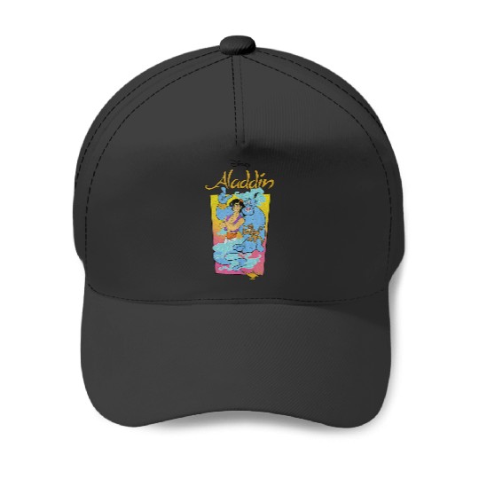 Disneyss Aladdin Group Shot Bold Distressed Poster Baseball Caps