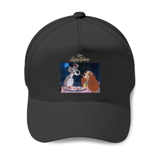 Disneyss Lady And The Tramp Classic Spaghetti Scene Poster Baseball Caps