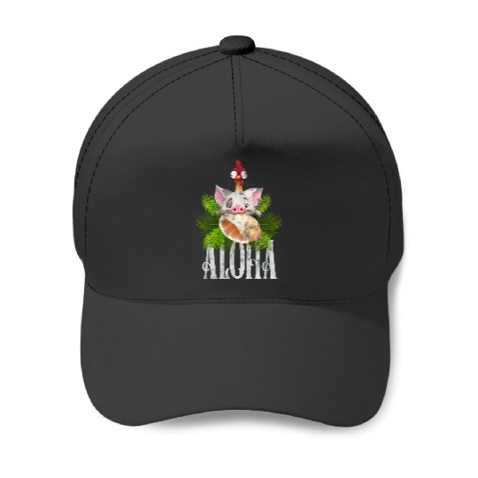 Disney Moana Aloha Pua And Hei Hei Distressed Tropical Logo Baseball Caps