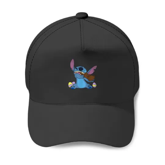 Disney Stitch Eats Chocolate Bunny Easter Baseball Caps