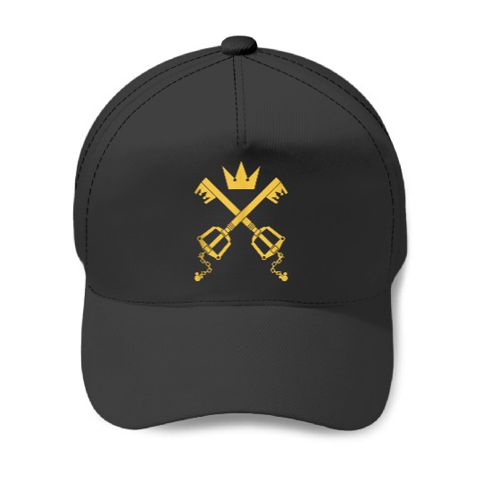 Disneyss Kingdom Hearts Crowned Crossed Keyblades Chest Logo Baseball Caps