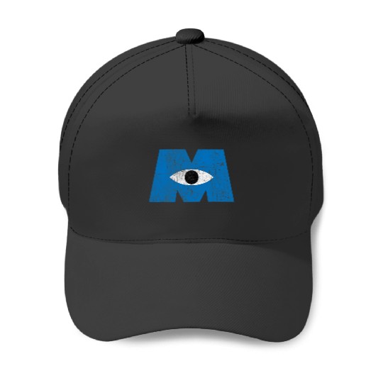 Disney Pixars Monsters Inc Distressed Cyclops Blue Logo Baseball Caps