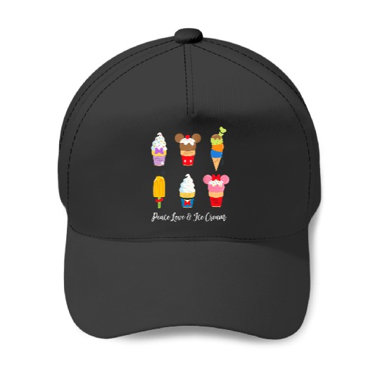 Disney Mickey Pals Summer Treats Peace Love Ice Cream Baseball Caps