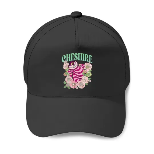 Retro Cheshire Cat Floral Baseball Caps, Alice In Wonderland Baseball Caps, Disney Cats Baseball Caps