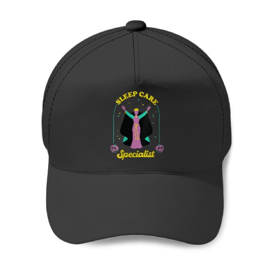 Womens Disney Villains Maleficent Sleep Care Specialist Chest Logo Baseball Caps