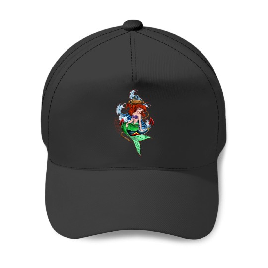 Disneyss Little Mermaid Under The Sea Tattoo Style Portrait Baseball Caps