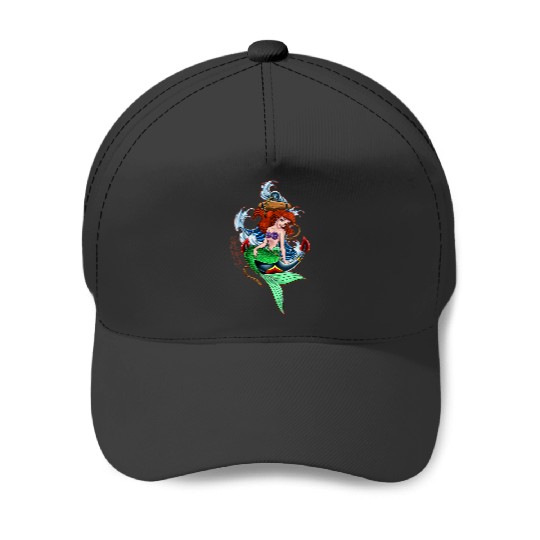 Disneyss Little Mermaid Under The Sea Tattoo Style Portrait Baseball Caps
