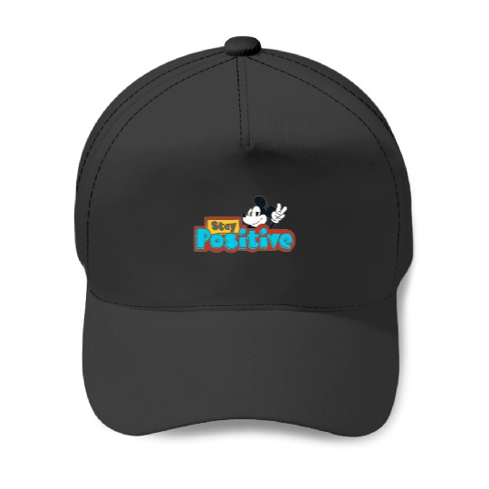 Disney Mickey And Friends Retro Mickey Stay Positive Logo Baseball Caps