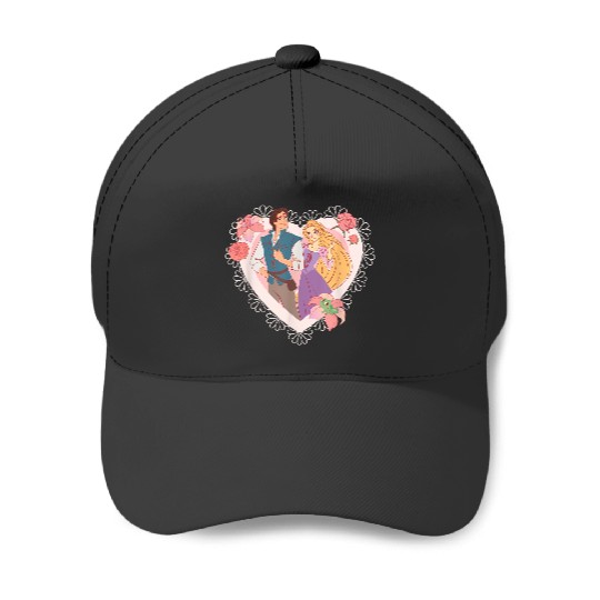 Disneyss Princess Rapunzel Flynn Rider Valentines Day Heart Baseball Caps