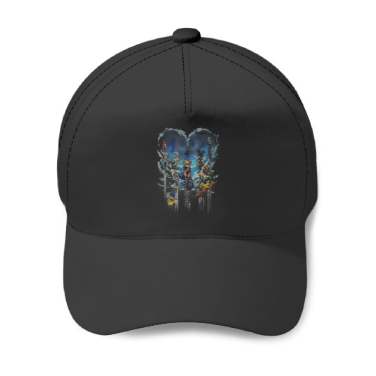Disneyss Kingdom Hearts Main Characters Heart Shape Distressed Baseball Caps