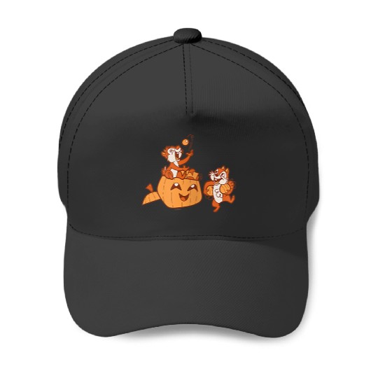Disneyss Chip N Dale Halloween Pumpkin Bucket Corner Art Baseball Caps