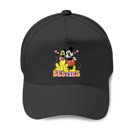 Disney Mickey Mouse Pluto Besties BFF Best Friends Valentine Baseball Caps
