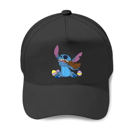 Disney Stitch Eats Chocolate Bunny Easter Baseball Caps