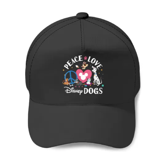 Disneyss Peace Love Disneyss Dogs Baseball Caps