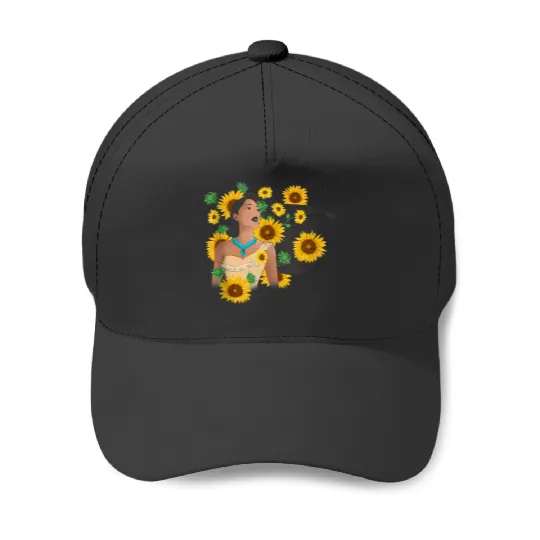Disney Pocahontas Sunflower Floral Portrait Baseball Caps