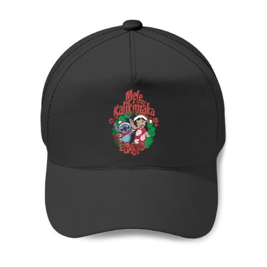 Disneyss Lilo Stitch Christmas Mele Kalikimaka Wreath Baseball Caps