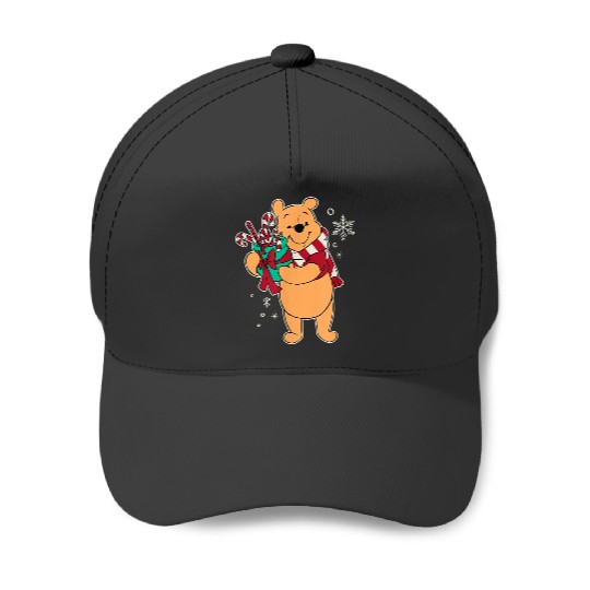 Disneyss Holiday Pooh Bear Loves Candy Canes Baseball Caps