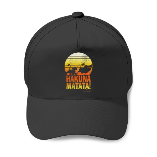 Disneyss Lion King Hakuna Matata Retro Distressed Group shots Baseball Caps