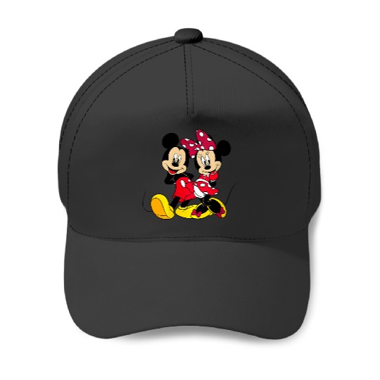 Discover Womens Disney Big Mickey and Minnie Mouse VNeck Blue Small Baseball Caps