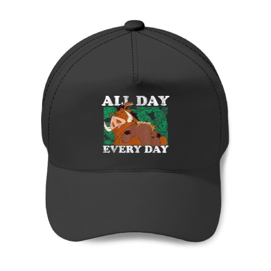 Disneyss The Lion King Timon Pumbaa All Day Text Poster Baseball Caps