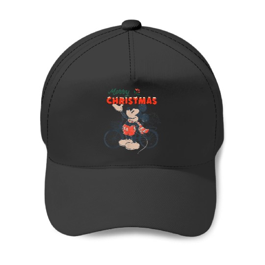Discover Disney Mickey Mouse Merry Christmas 2024 Bicycle Distressed Baseball Caps