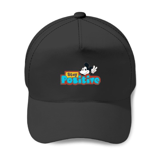 Disney Mickey And Friends Retro Mickey Stay Positive Logo Baseball Caps