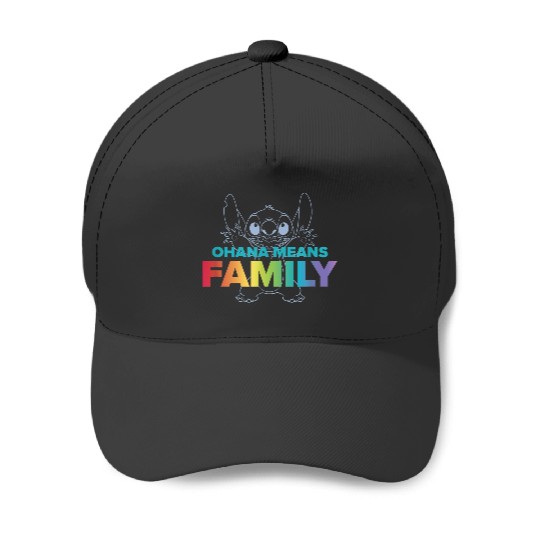 Disneyss Lilo Stitch Ohana Means Family Stitch Rainbow Pride Baseball Caps