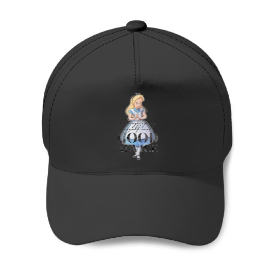 Disneyss 100 Anniversary Alice In Wonderland D100 Quote Baseball Caps