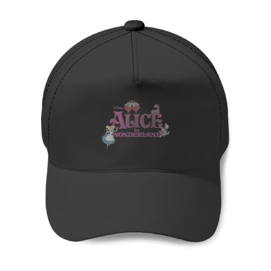 Discover Disney Alice In Wonderland Group Shot Title Logo Baseball Caps