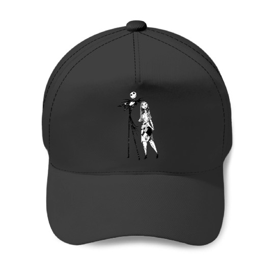 Disney The Nightmare Before Christmas Jack & Sally Line Art Baseball Caps