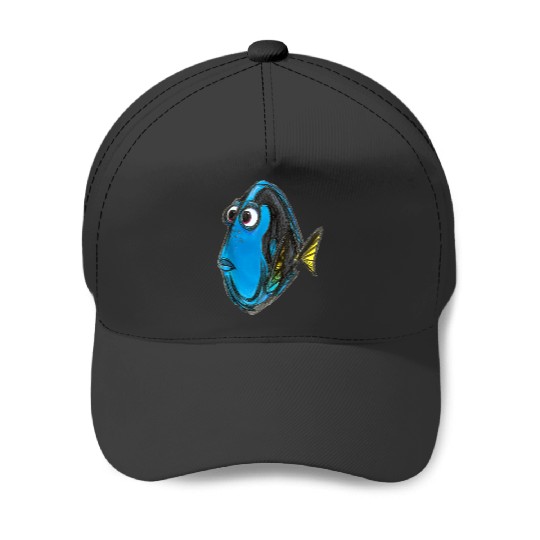 Disneyss Pixars Finding Nemo Dory Blue Fish Sketch Portrait Baseball Caps