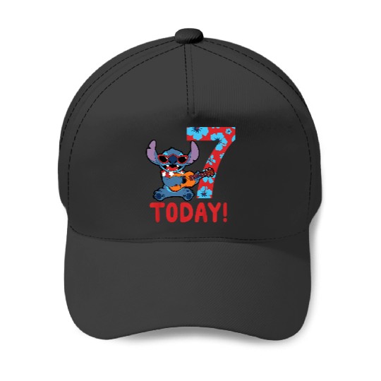 Kids Disney Lilo Stitch Tropical Birthday 7 Years Old Today Baseball Caps