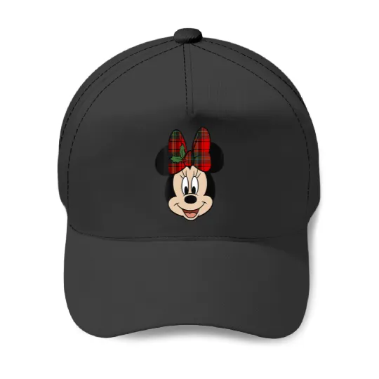 Womens Disney Mickey And Friends Christmas Minnie Mistletoe Bow VNeck Baseball Caps