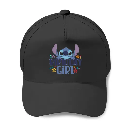 Disney Lilo Stitch Birthday Girl Stitch Floral Birthday Baseball Caps