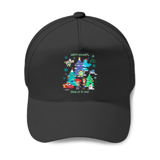 Disney 100 And Pixar Christmas 2024 Happy Holidays From Us To You Baseball Caps