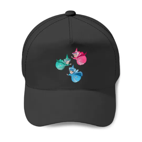 Womens Disney Sleeping Beauty Good Fairies Flora Fauna Merryweather V-Neck Baseball Caps