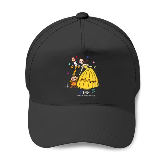 Disney Beauty and the Beast Belle Cogsworth Lumiere Reading Baseball Caps