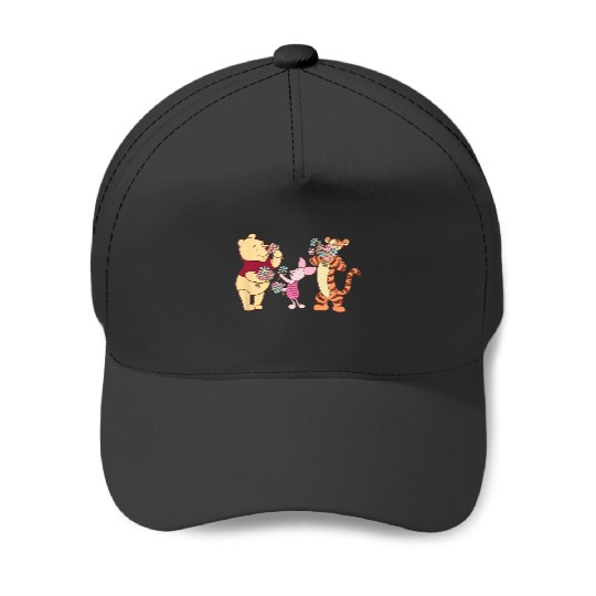 Disney Winnie The Pooh Group Shot Friends & Flowers Logo Baseball Caps