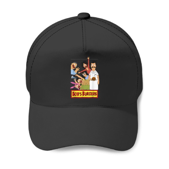 Bobs Burgers Family Shot Teddy Logo Baseball Caps