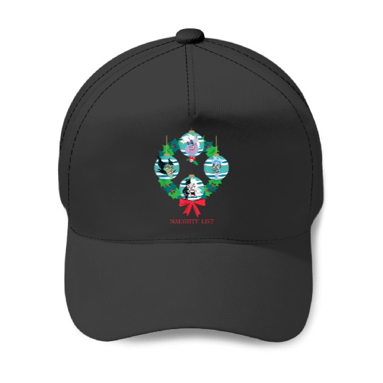 Disneyss Villains Holiday Christmas Wreath Naughty List Baseball Caps