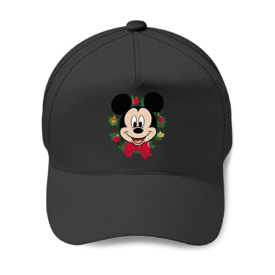 Mouse Christmas Wreath Portrait Hoodie  : Mickey Disney Christmas, Disney Christmas Baseball Caps