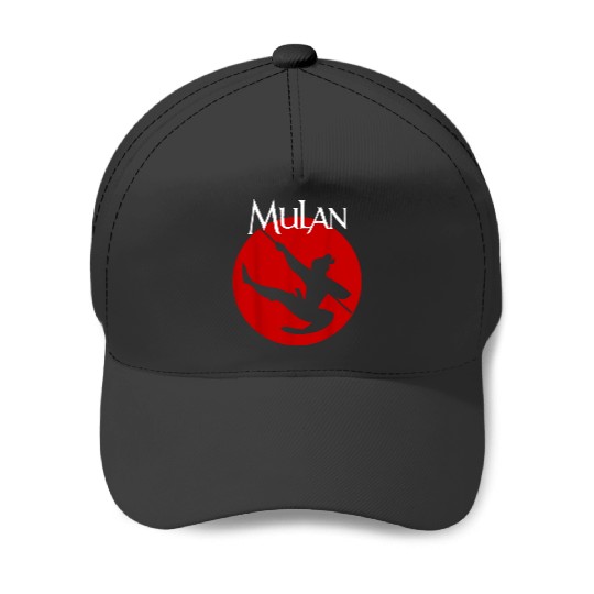 Disney Mulan Silhouette In Action Red Circle Gra Baseball Caps