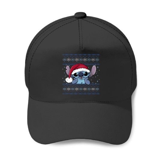 Discover Disney Lilo & Stitch Christmas Stitch Ugly Sweater Style Long Sleeve T-Shirt Baseball Caps