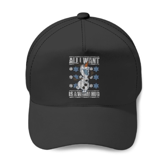 Discover Disney Frozen Olaf All I Want Is A Warm Hug Ugly Sweater Baseball Caps