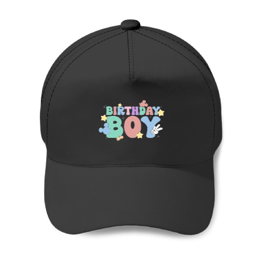 Discover Disney Mickey And Friends Birthday Boy Retro Bold Text Logo Baseball Caps