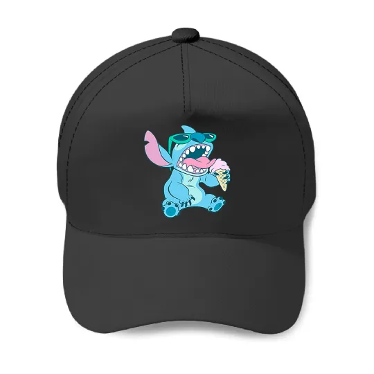 Disney Lilo & Stitch Eating Ice Cream Retro Pocket Logo Baseball Caps