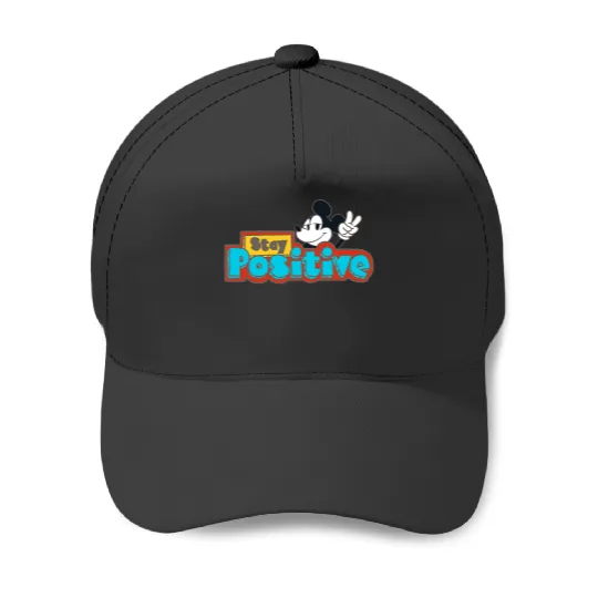 Disney Mickey And Friends Retro Mickey Stay Positive Logo Baseball Caps